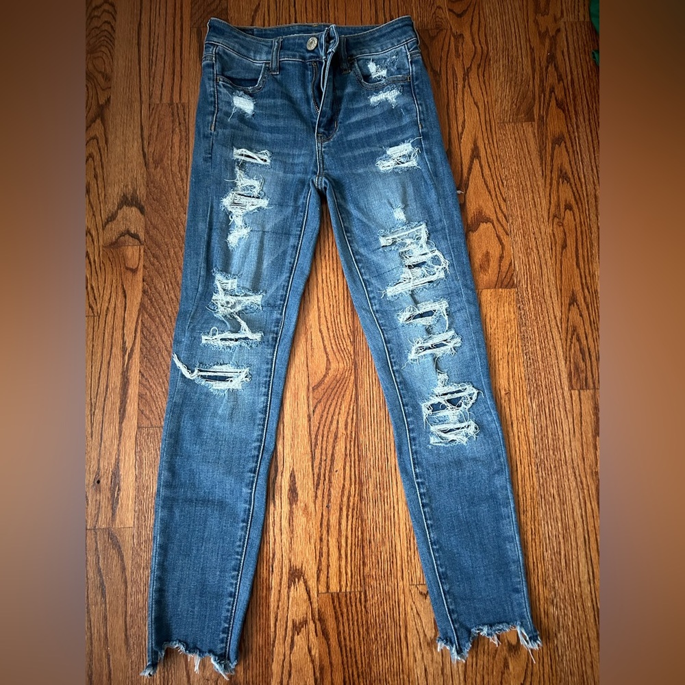 american eagle, dark blue wash, size 0